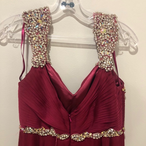 Beaded Strap Raspberry Gown - Picture 8 of 11